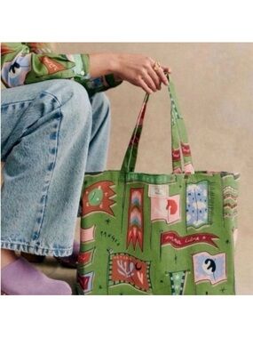 Sézane x Pangea Tote Bag Drapeau Fond Vert - NWT
